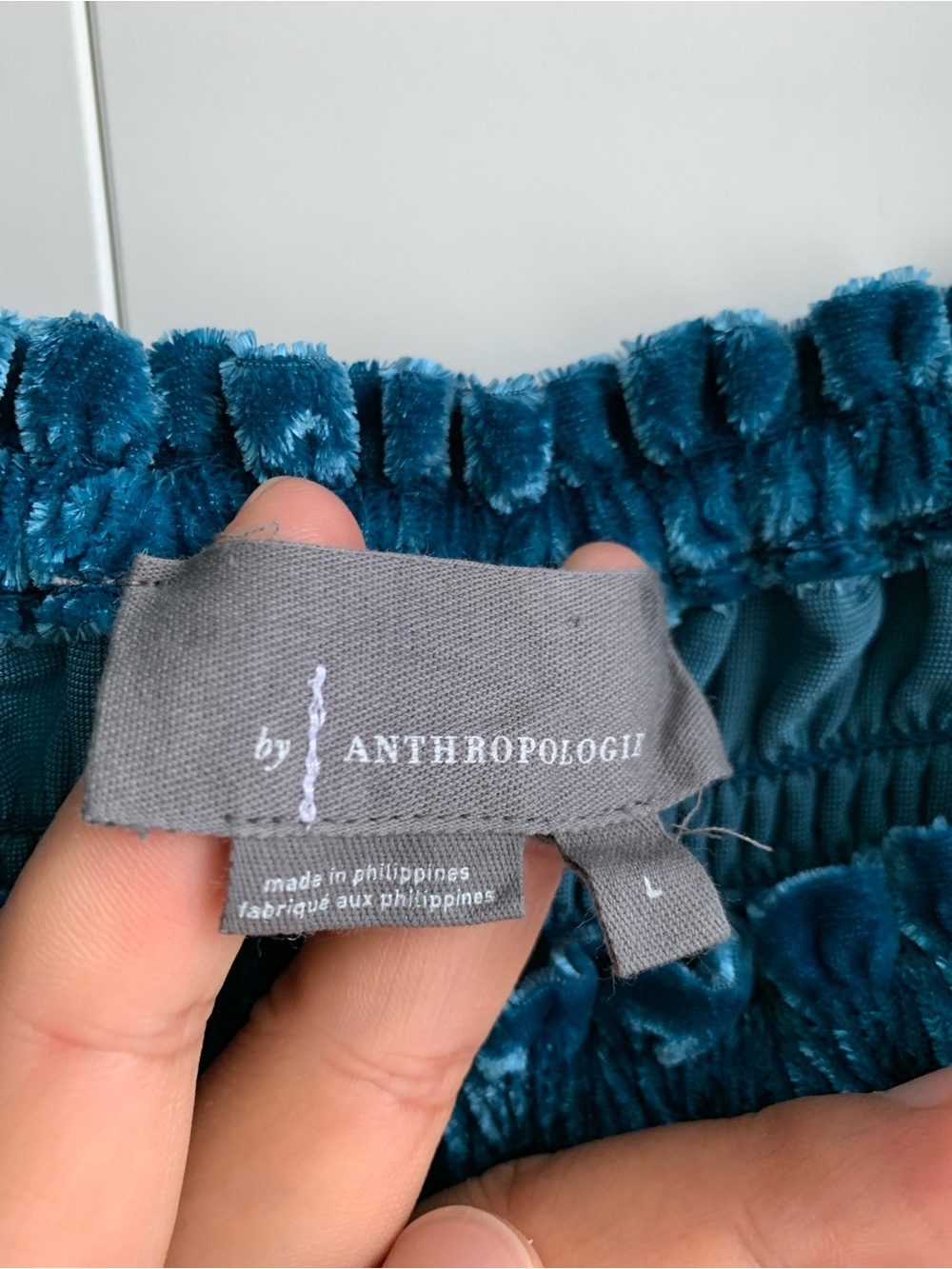 Anthropologie Smocked Puff Sleeve Square Neck Velvet Top Size L - Picture 8 of 12